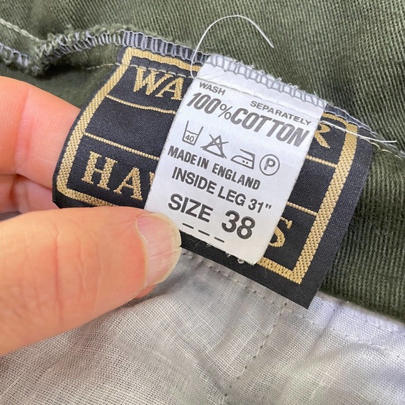 Lot Of 2 Walker And Hawkes 38 Mens Green Beige Flat Front Moleskin Pants - Picture 3 of 10